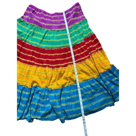 Vintage Lauren Ralph Lauren rainbow maxi skirt tiered tie dye sz PL - Picture 5 of 6